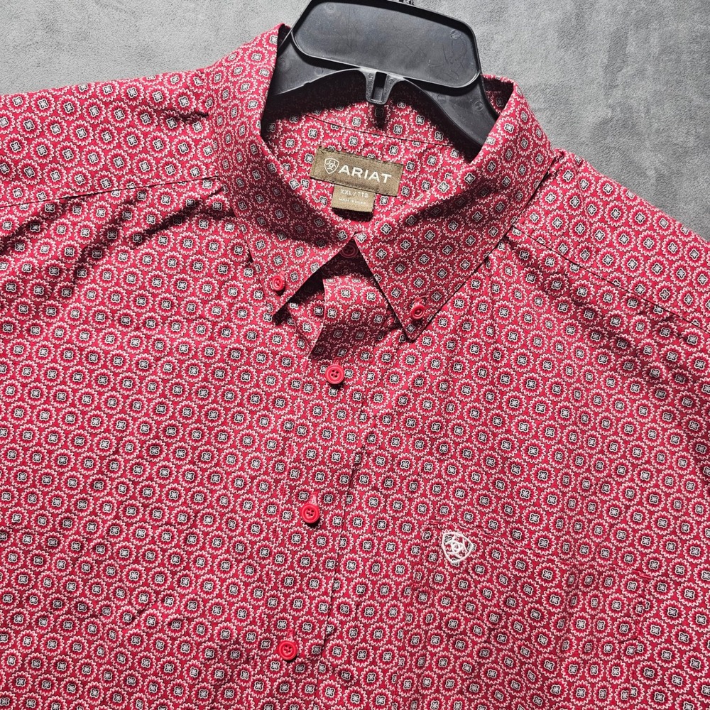 Ariat Mens XXL Red Geometric Medallion Print Long Sleeve Western Shirt 10017184
